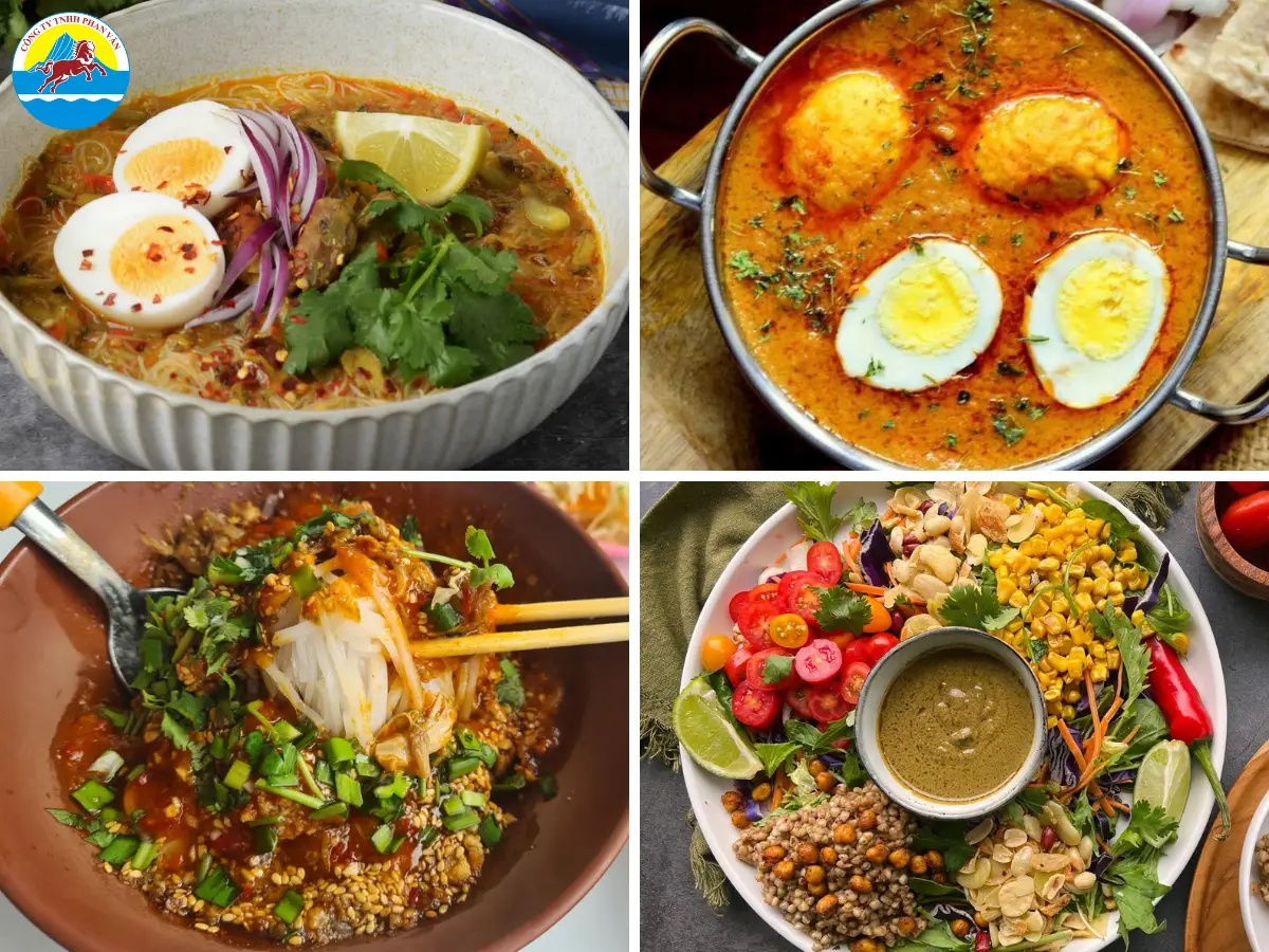 Ẩm thực Myanmar là sự pha trộn hài hòa giữa hương vị Thái Lan, Ấn Độ và nét riêng bản địa