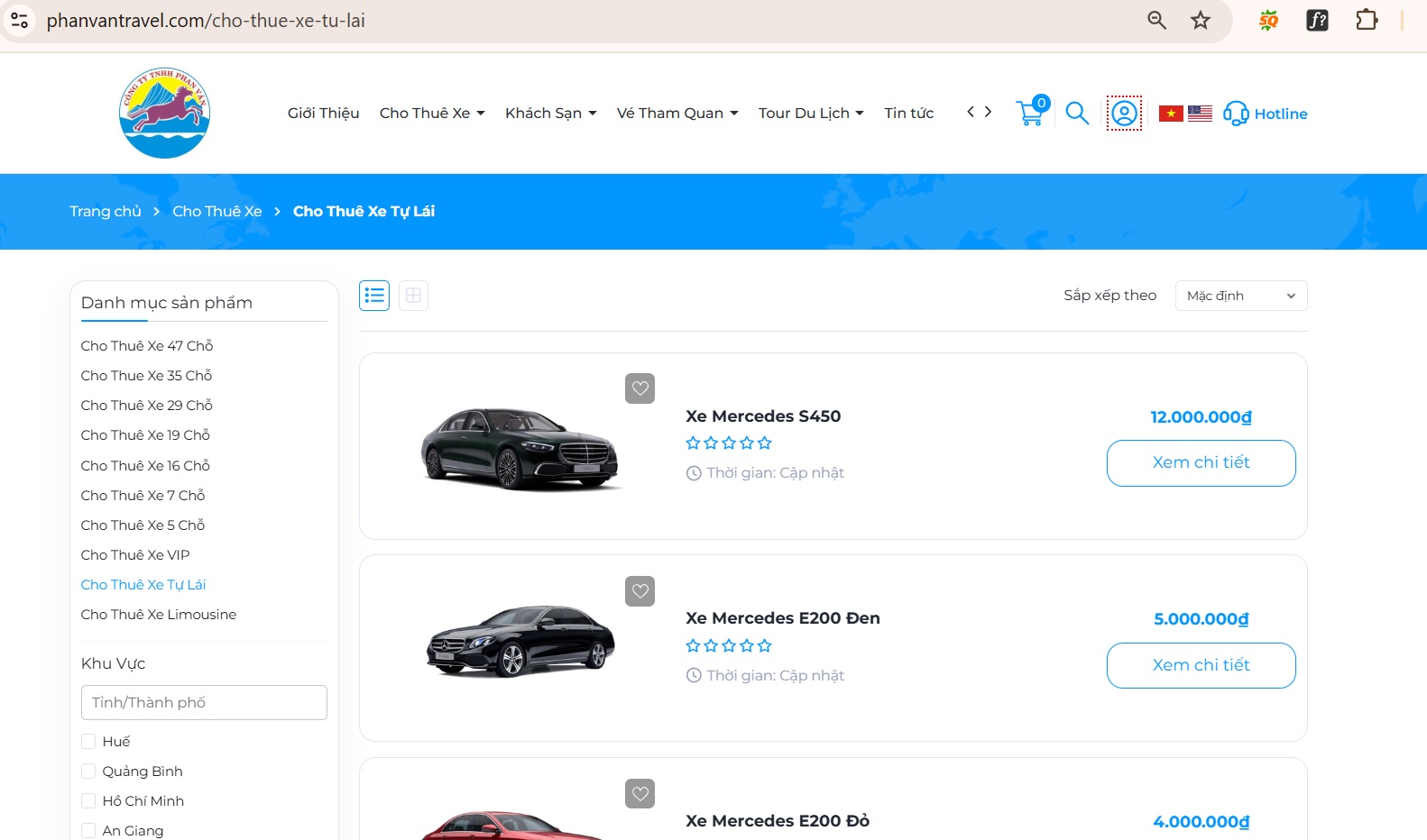 Danh mục cho thuê xe Phan Văn Travel