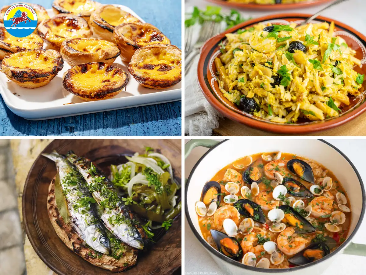 Ẩm thực Bồ Đào Nha nổi bật với hải sản tươi ngon, món thịt hầm đậm đà và các loại bánh ngọt quyến rũ khó cưỡng
