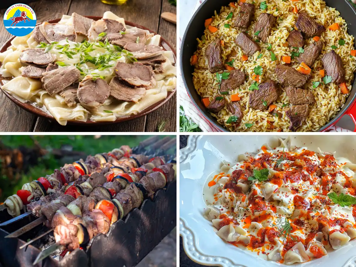 Ẩm thực Kazakhstan chủ yếu sử dụng thịt cừu, thịt ngựa và các sản phẩm từ sữa