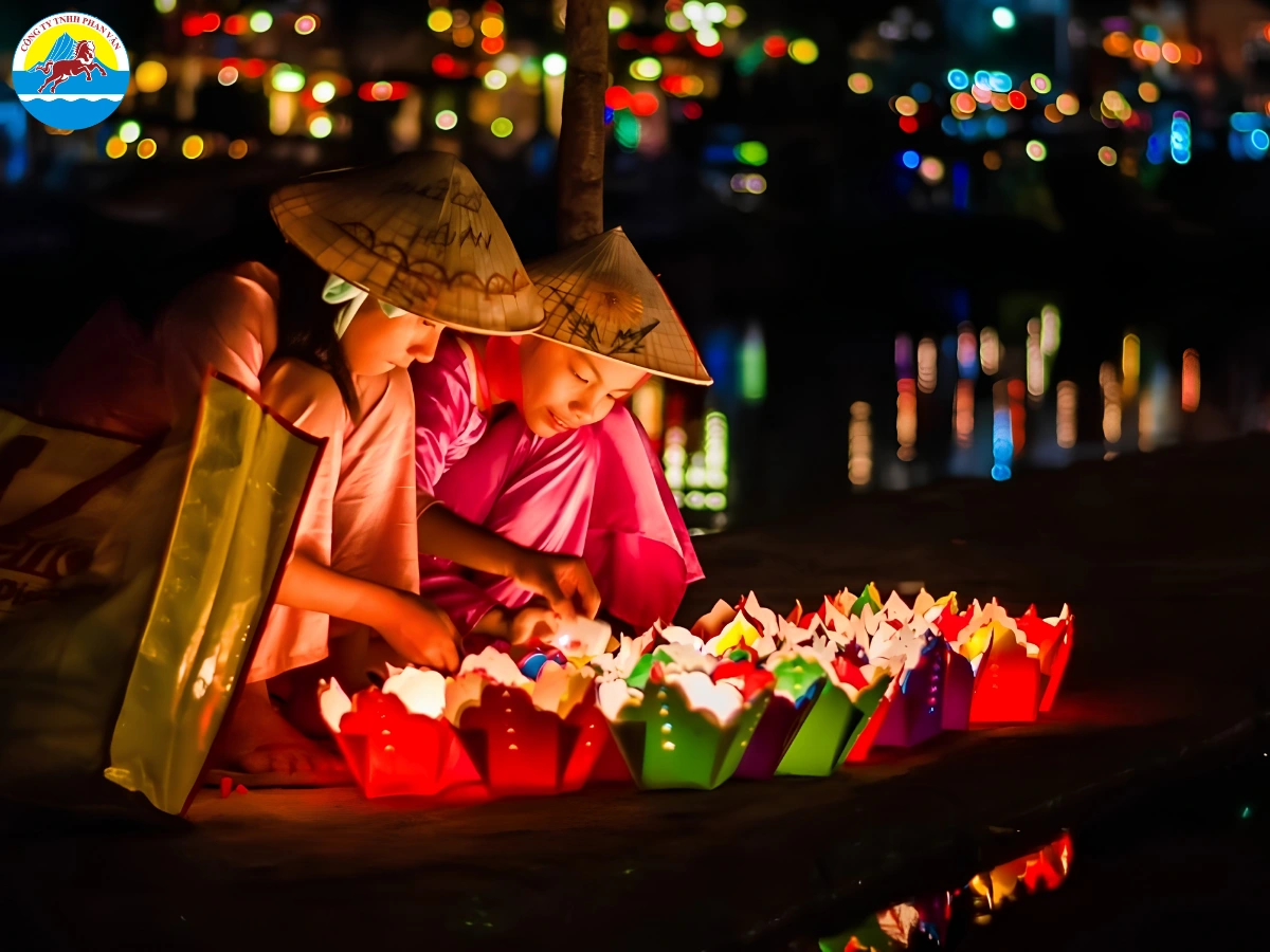 Thả đèn hoa đăng trên sông Hoài