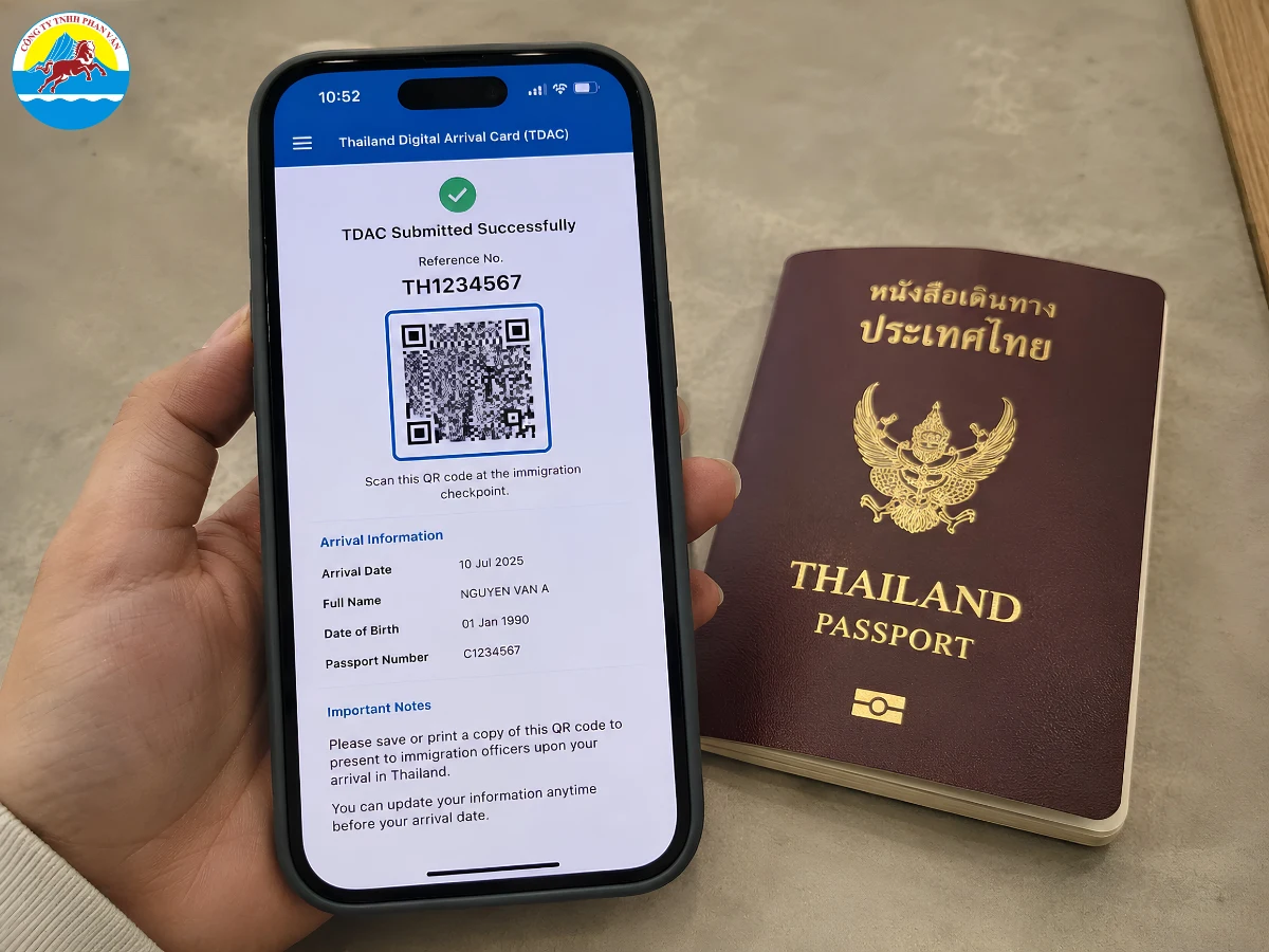 Mã QR xác nhận TDAC trên điện thoại khi du lịch Thái Lan