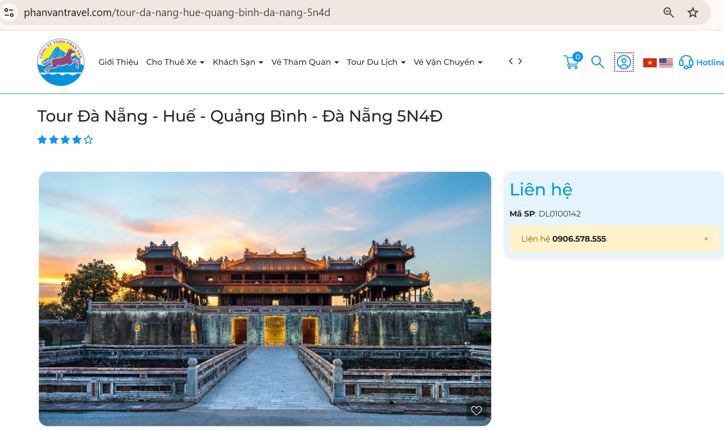 Liên hệ đặt Tour Đà Nẵng – Huế – Quảng Bình – Đà Nẵng 5N4Đ tại Phan Văn