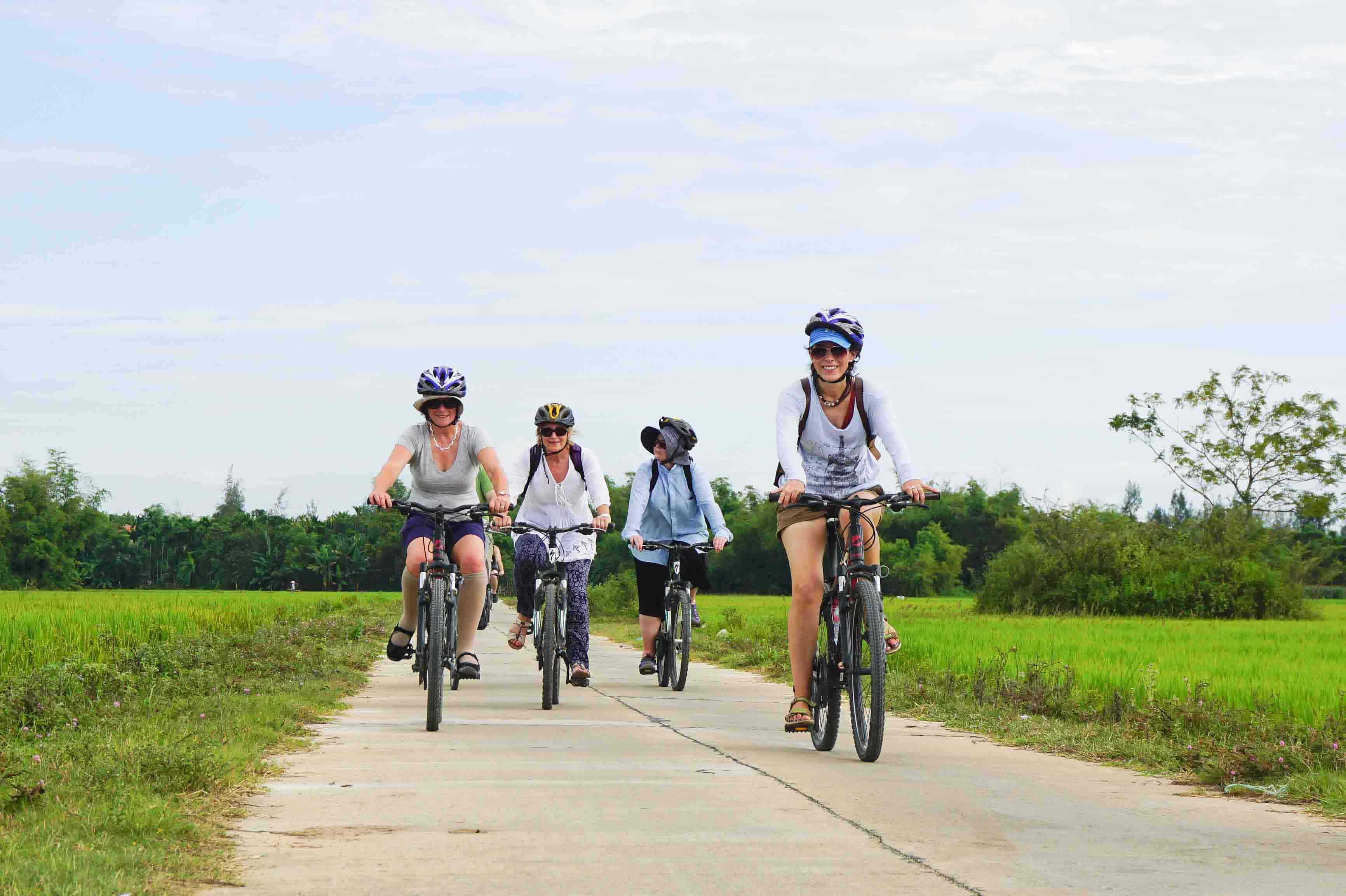Enjoying a cycling trip through the lush countryside