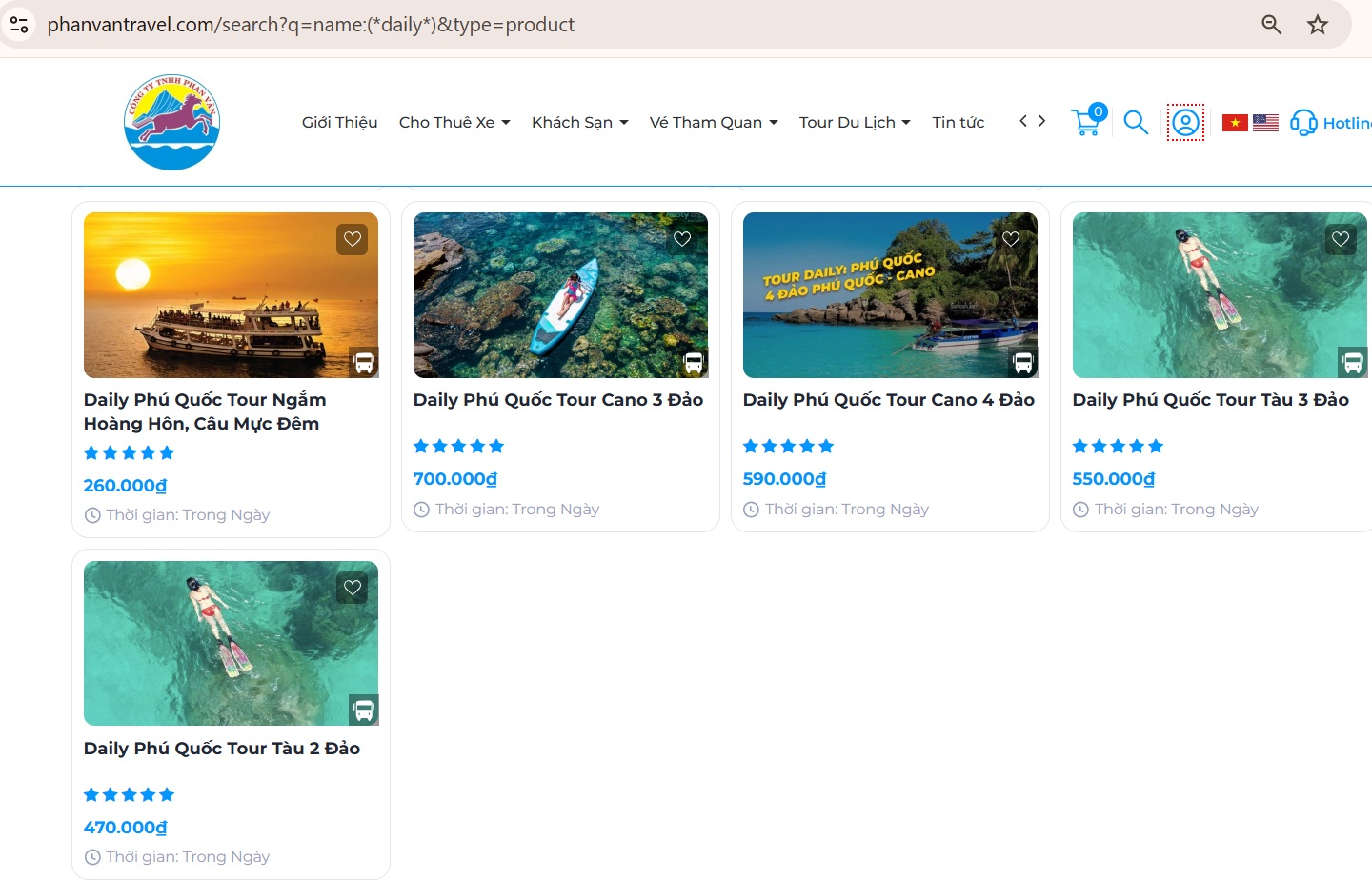Đặt tour du lịch trên hệ thống website