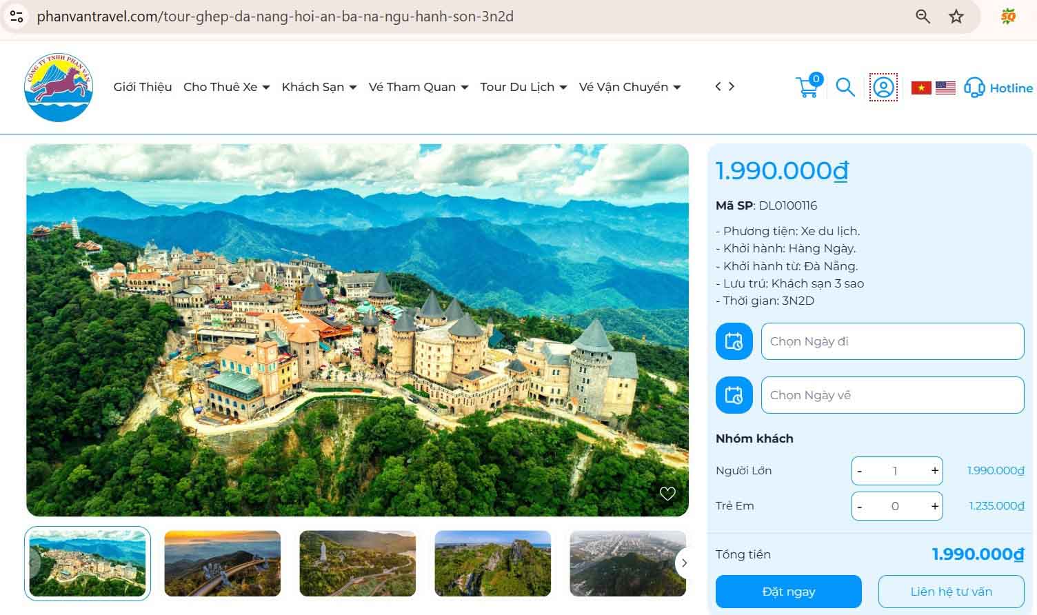 Quý khách có thể đặt tour trực tiếp trên website của Phan Văn