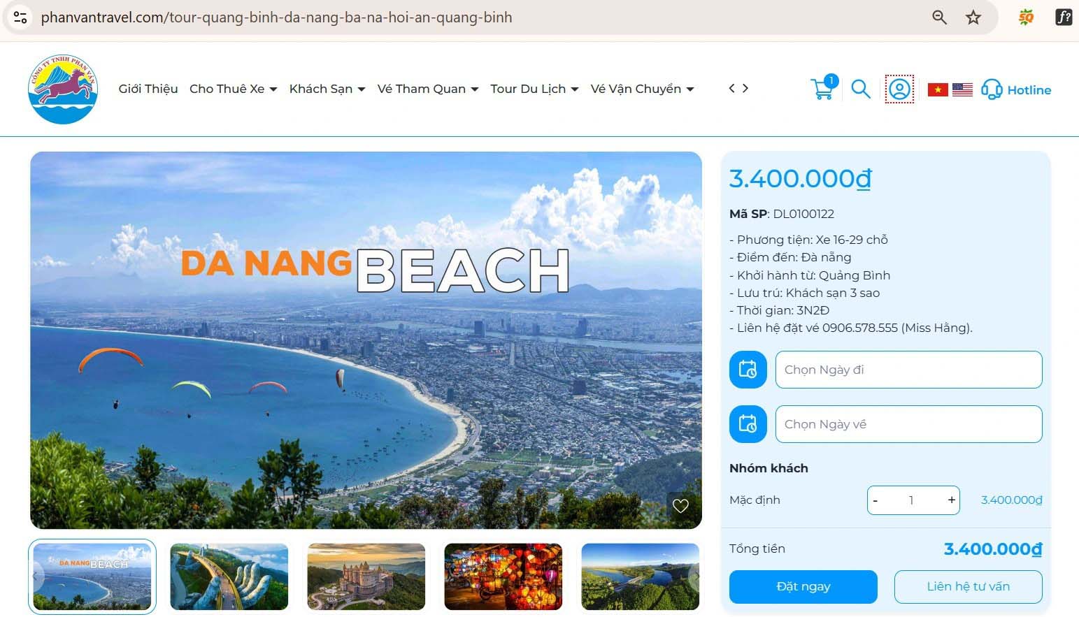 Đặt Tour Quảng Bình - Đà Nẵng - Bà Nà - Hội An - Quảng Bình tại Phan Văn Travel