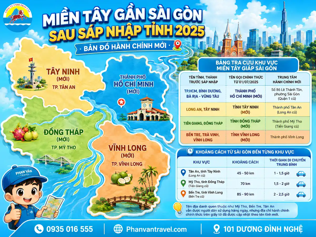 khu du lịch miền Tây gần Sài Gòn