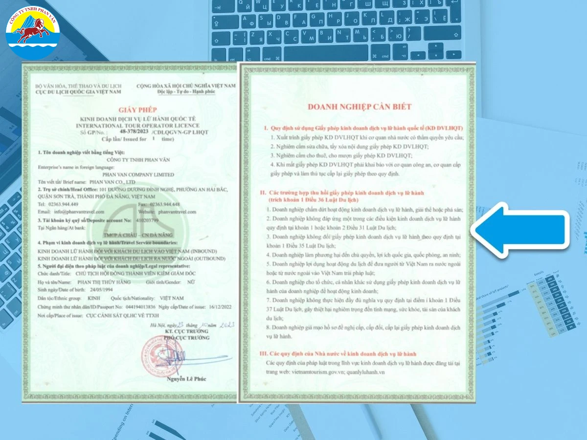 Công ty phải có giấy phép kinh doanh lữ hành quốc tế - Giấy phép của Phan Văn Travel