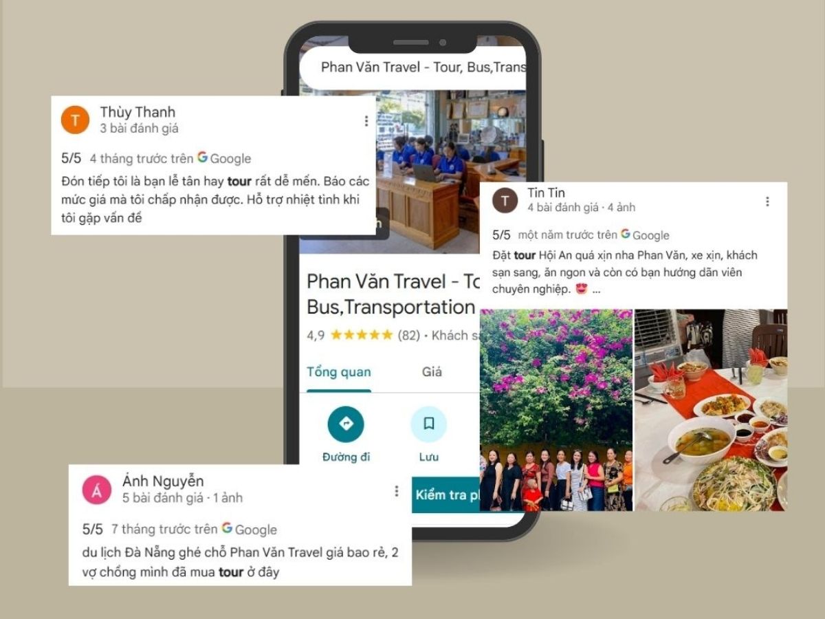 Kiểm tra đánh giá của khách (Đây là đánh tích cực của khách hàng Phan Văn Travel)