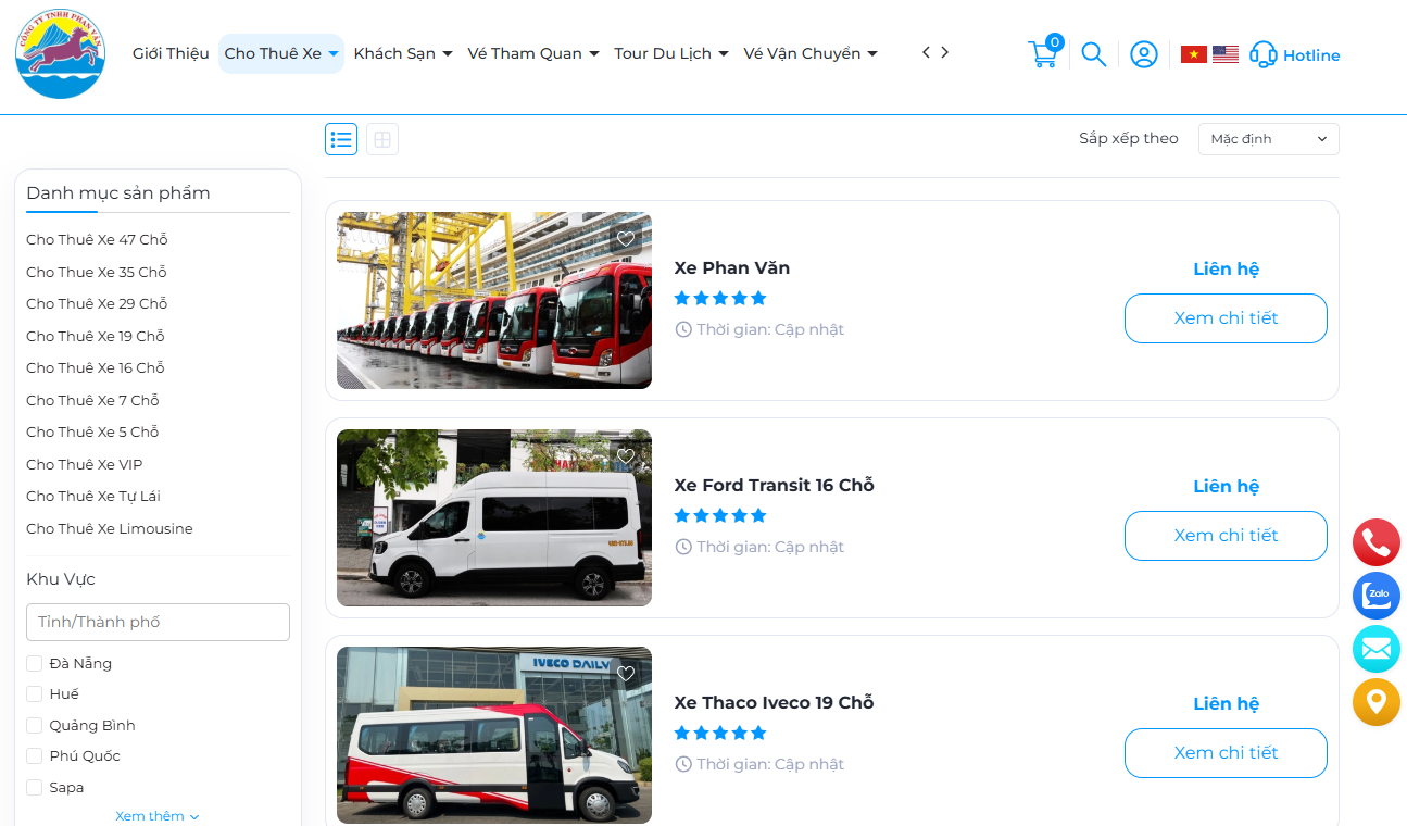 Truy cập vào website Phan Văn Travel để đặt xe