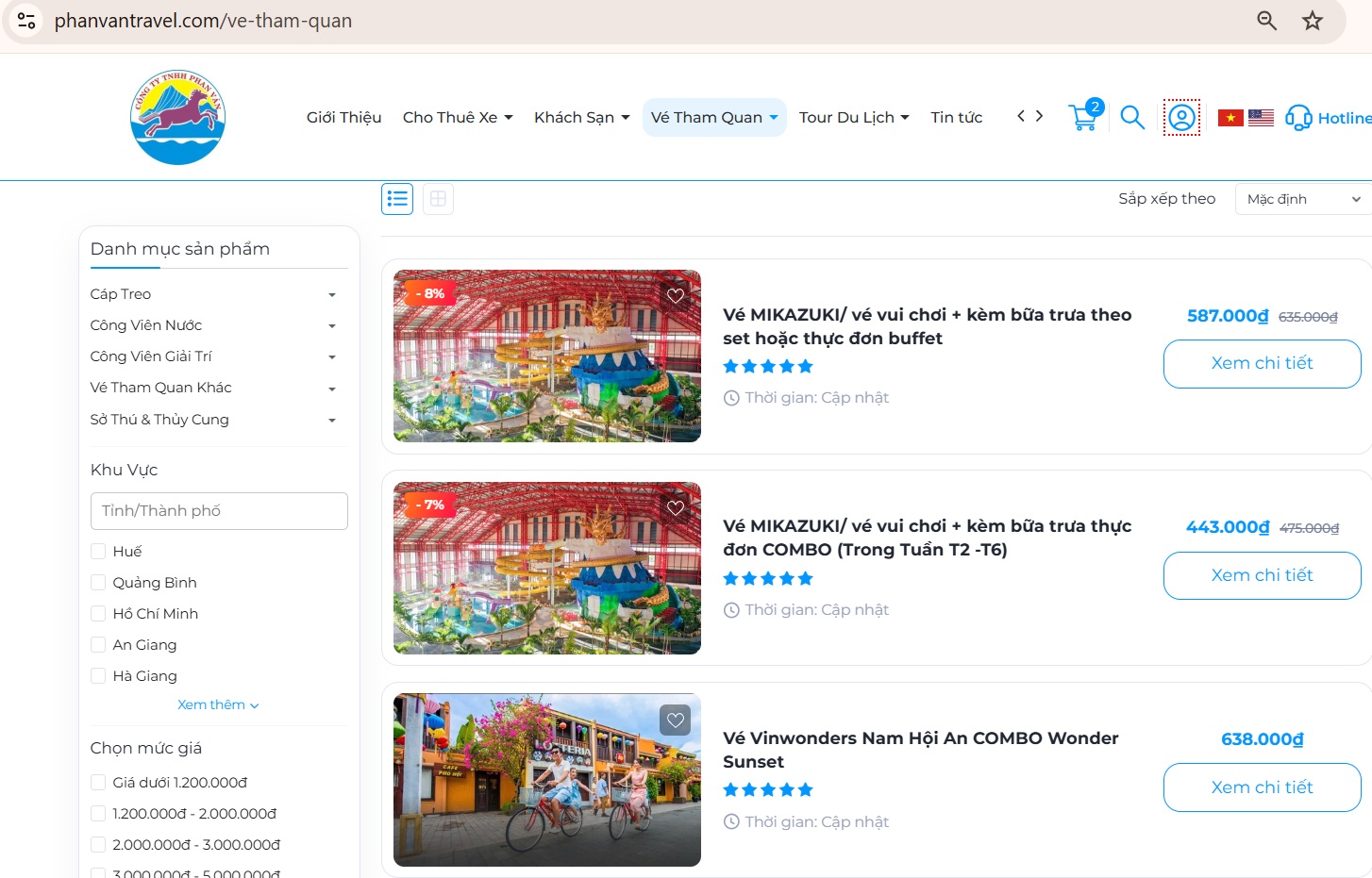 Phan Văn thường xuyên có các chương trình giảm giá về vé tham quan