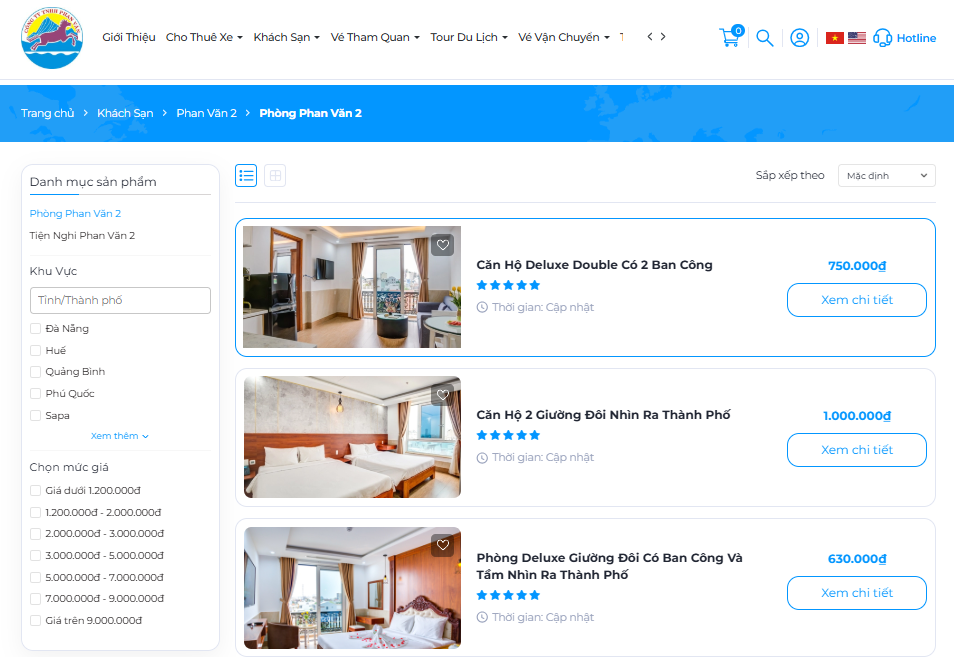 Khách sạn Phan Văn 2 có nhiều hạng phòng