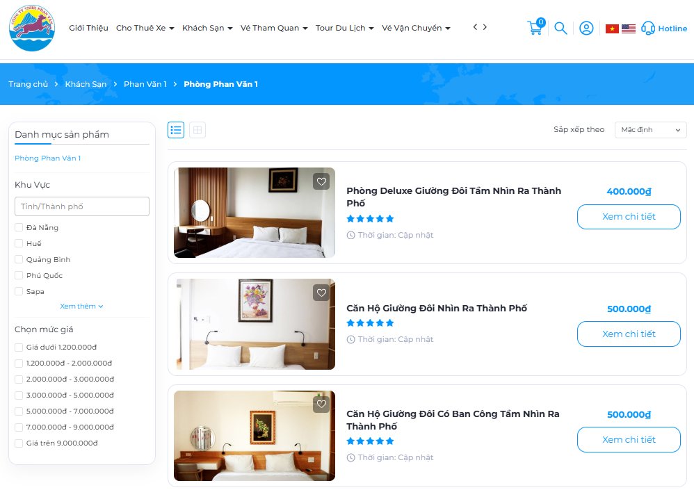 Khách sạn Phan Văn 1 có nhiều hạng phòng