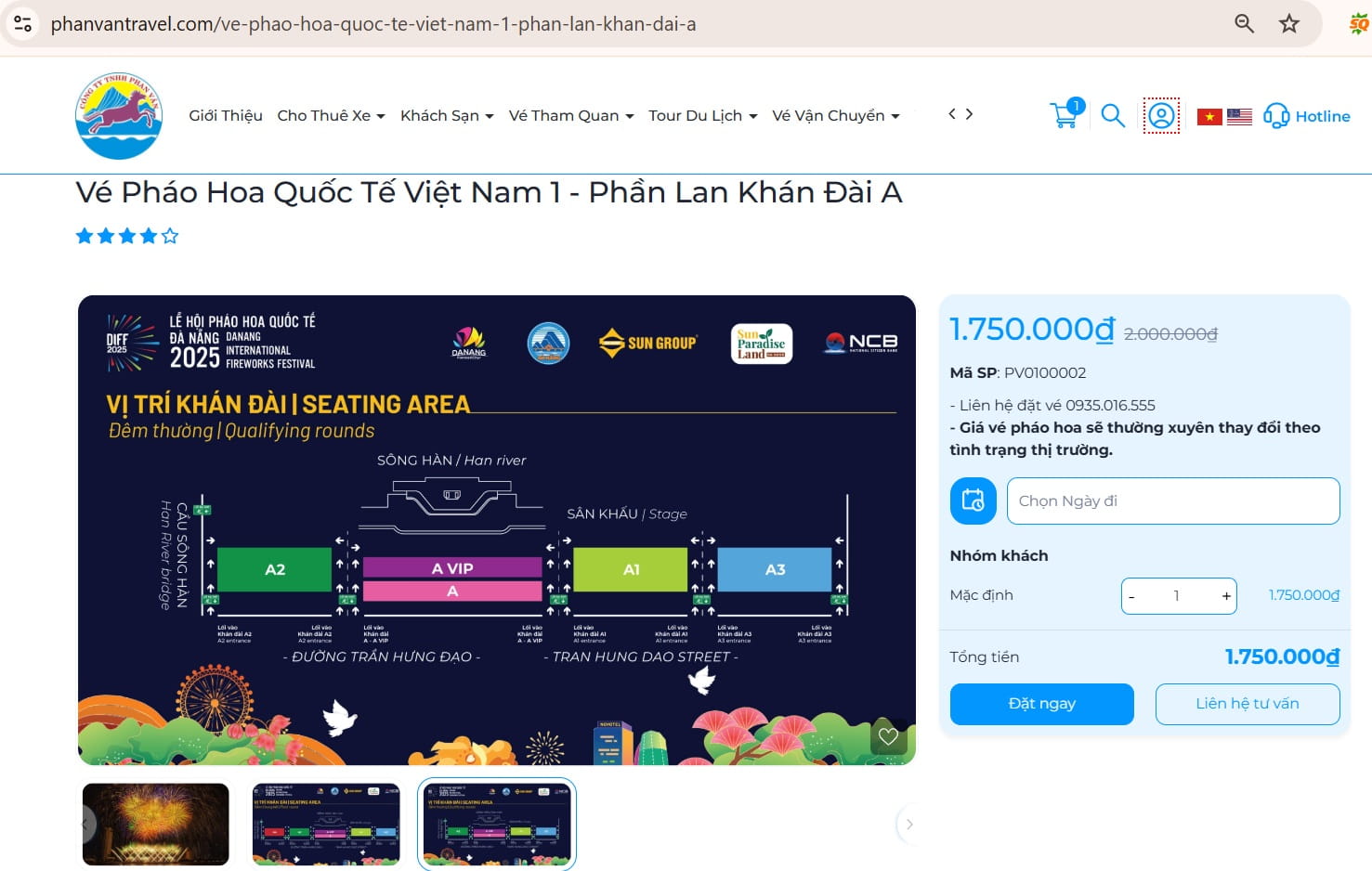 Vé pháo hoa quốc tế Việt Nam 1 - Phần Lan khán đài A