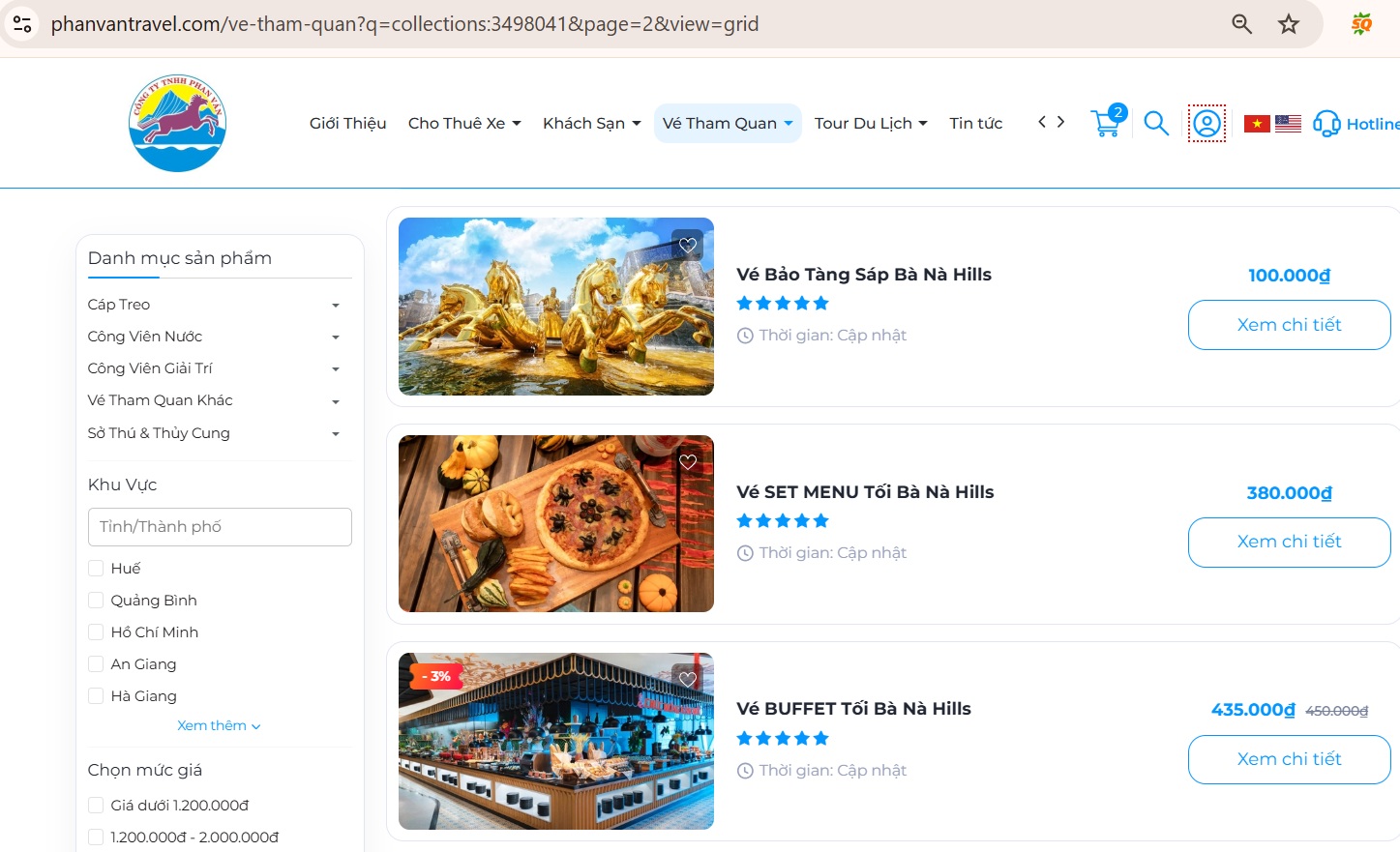Website đặt vé tham quan tại Phan Văn Travel