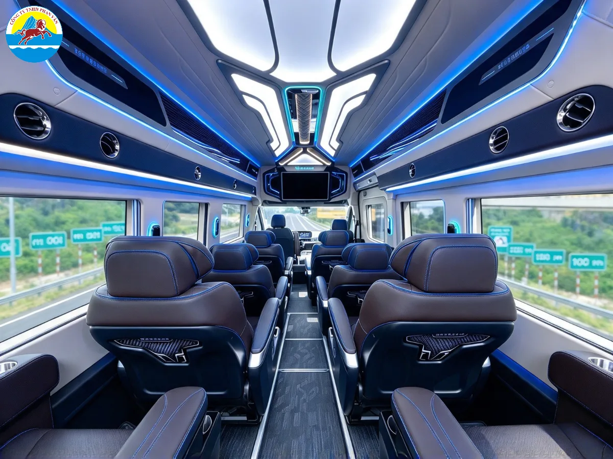 Khoang ghế ngả bên trong limousine 12 chỗ đi Phú Quốc
