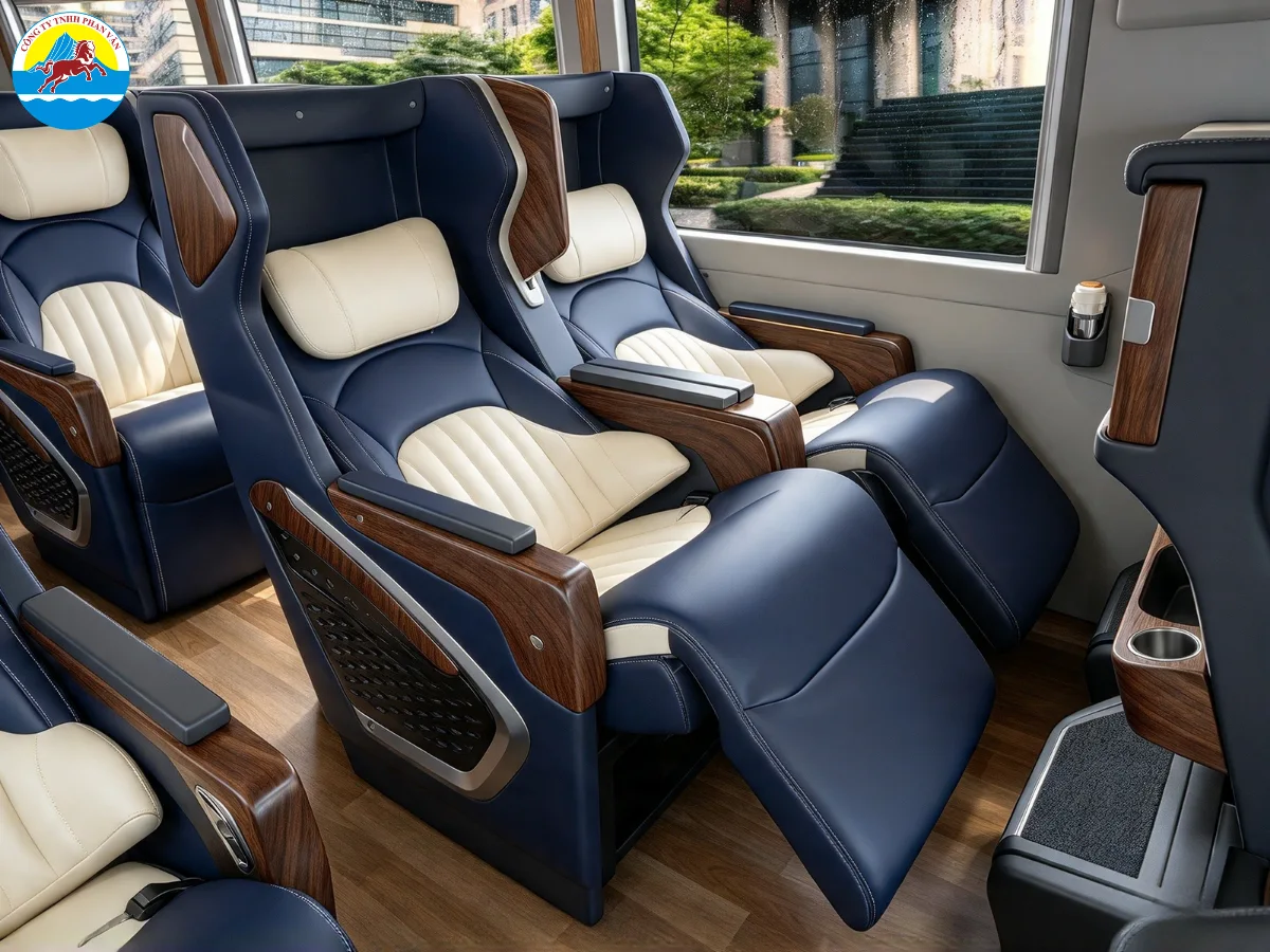 Nội thất xe limousine 19 chỗ phục vụ đoàn khách đi Lào