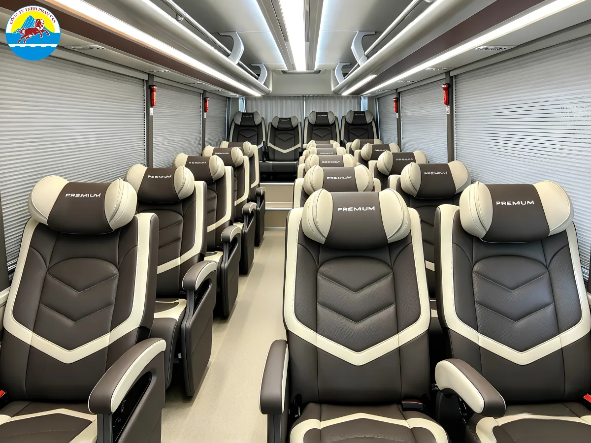 Khoang ghế ngồi bên trong xe limousine 24 chỗ đi Lào