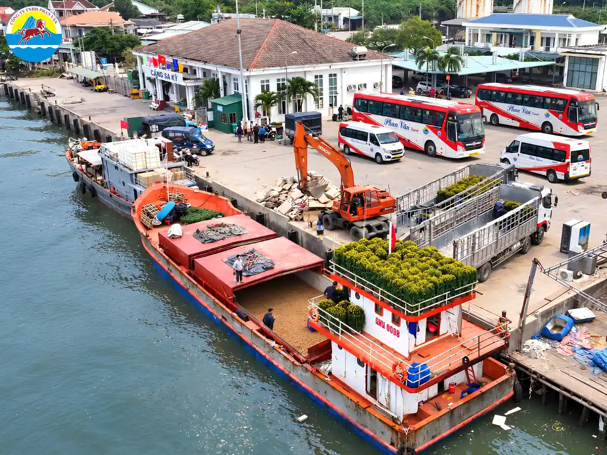 Dàn xe của Phan Văn Travel chở khách đi cảng Sa Kỳ