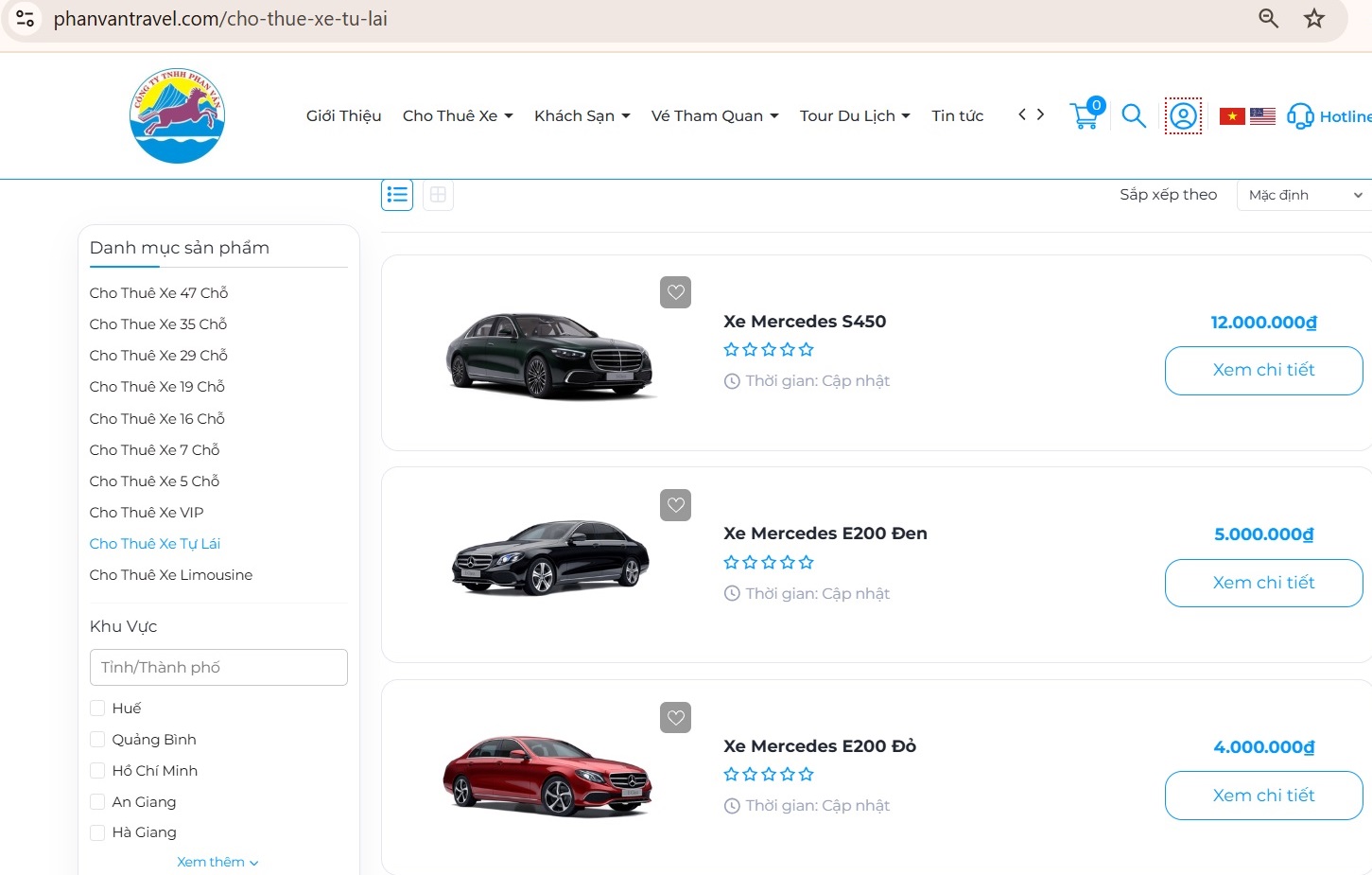 Tham khảo giá thuê xe thông qua website