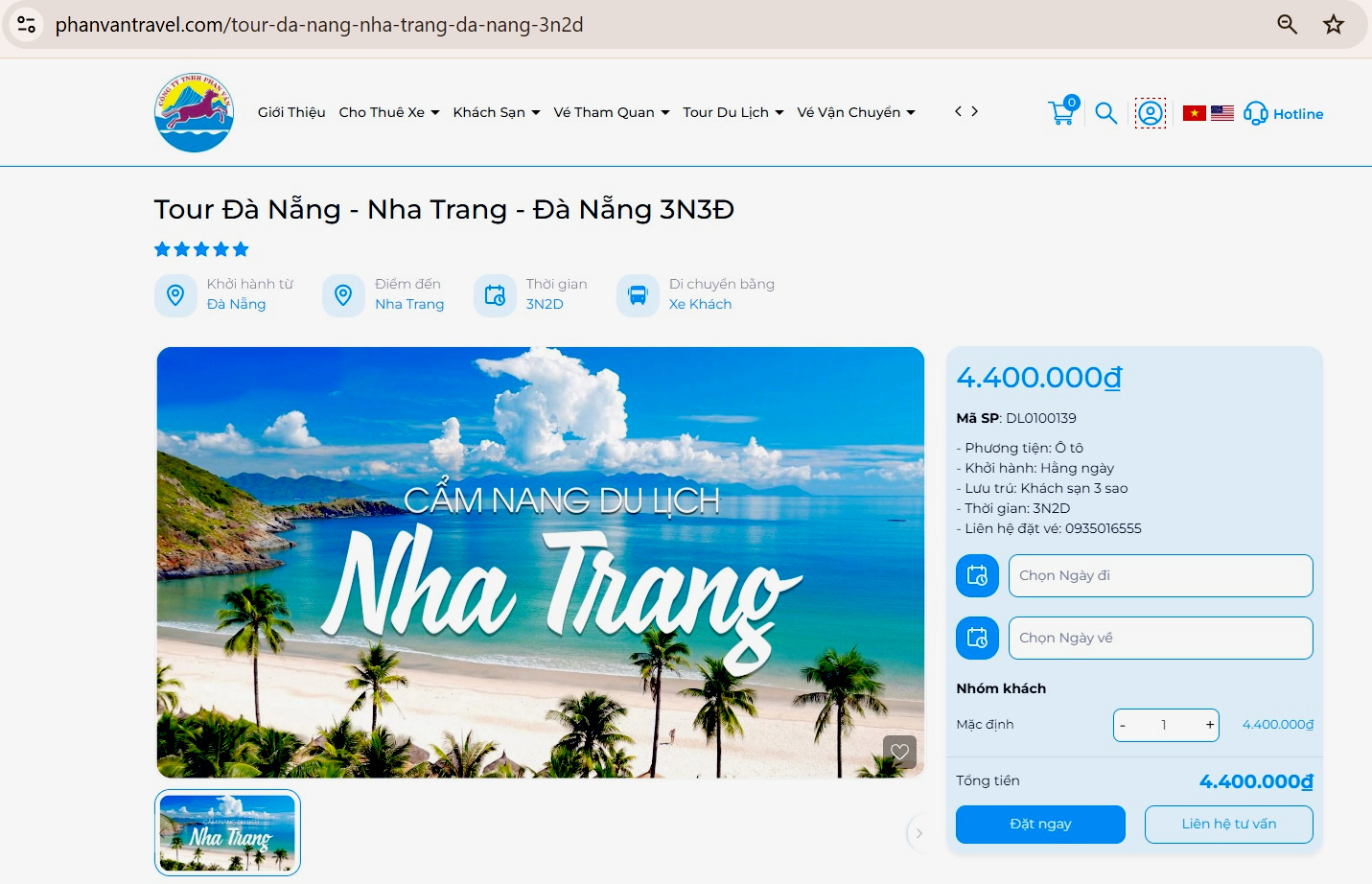 Tour Đà Nẵng - Nha Trang - Đà Nẵng 3N3Đ giá rẻ chỉ 4400K
