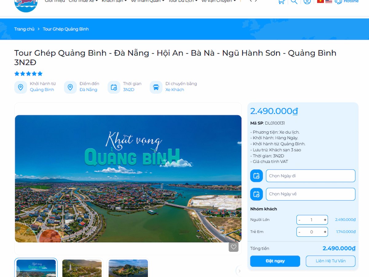 bảng đặt vé tour ghép