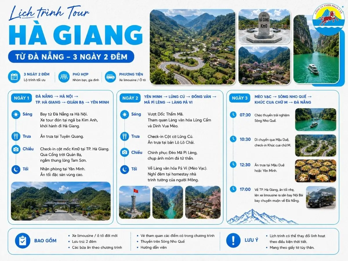 Lịch trình Đà Nẵng → Hà Giang 3 ngày 2 đêm