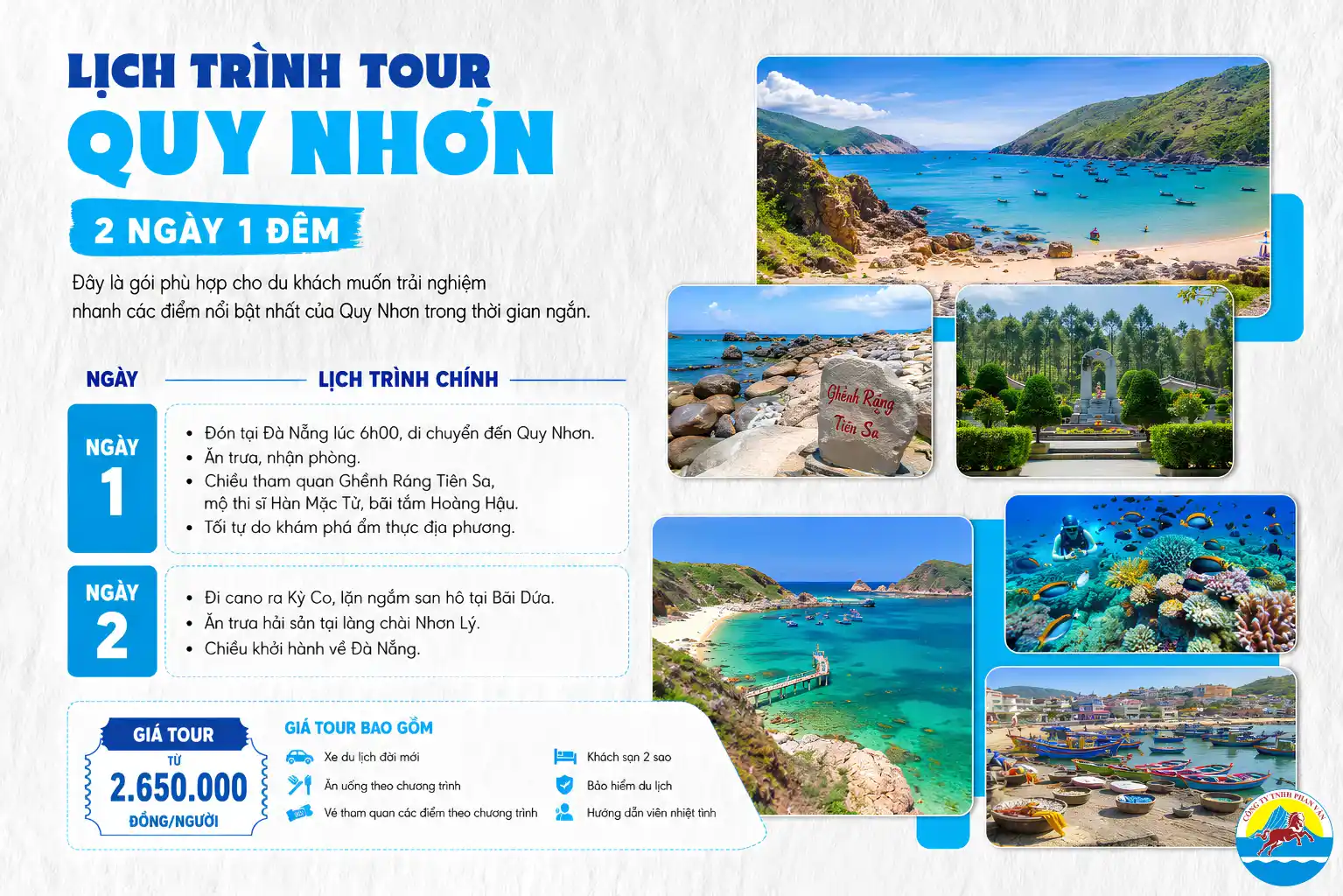 Lịch trình tour Quy Nhơn 2 ngày 1 đêm
