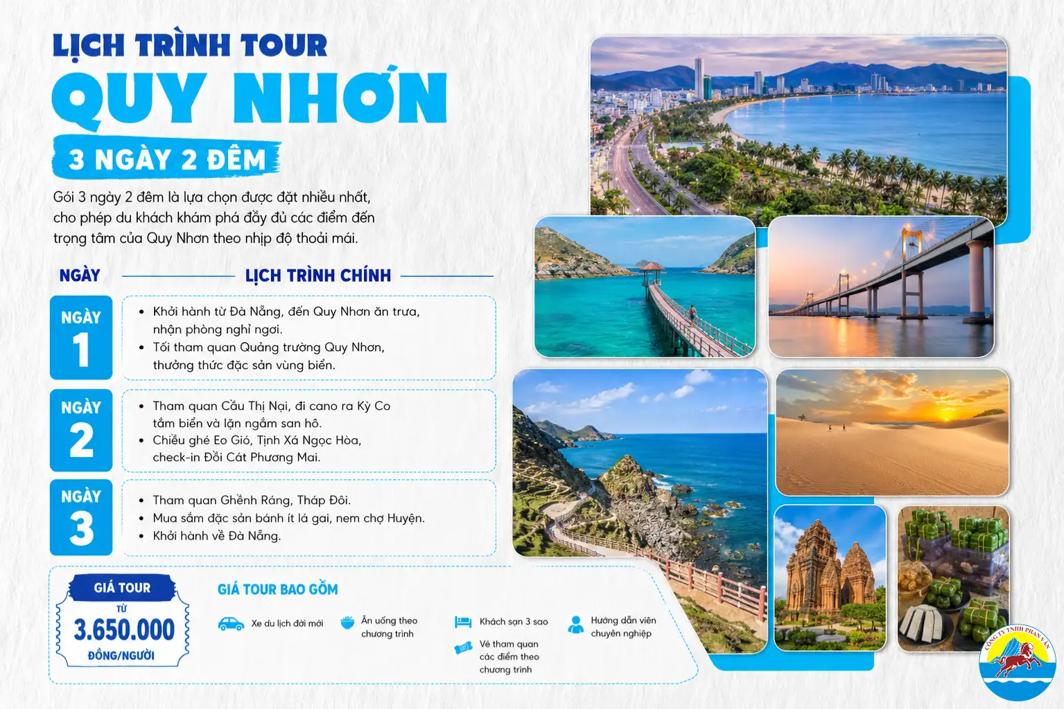 Lịch trình tour Quy Nhơn 3 ngày 2 đêm