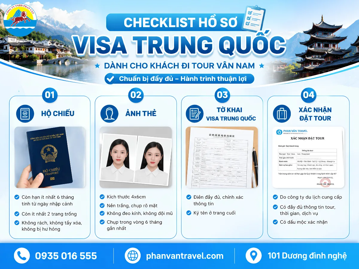 Bộ hồ sơ visa Trung Quốc