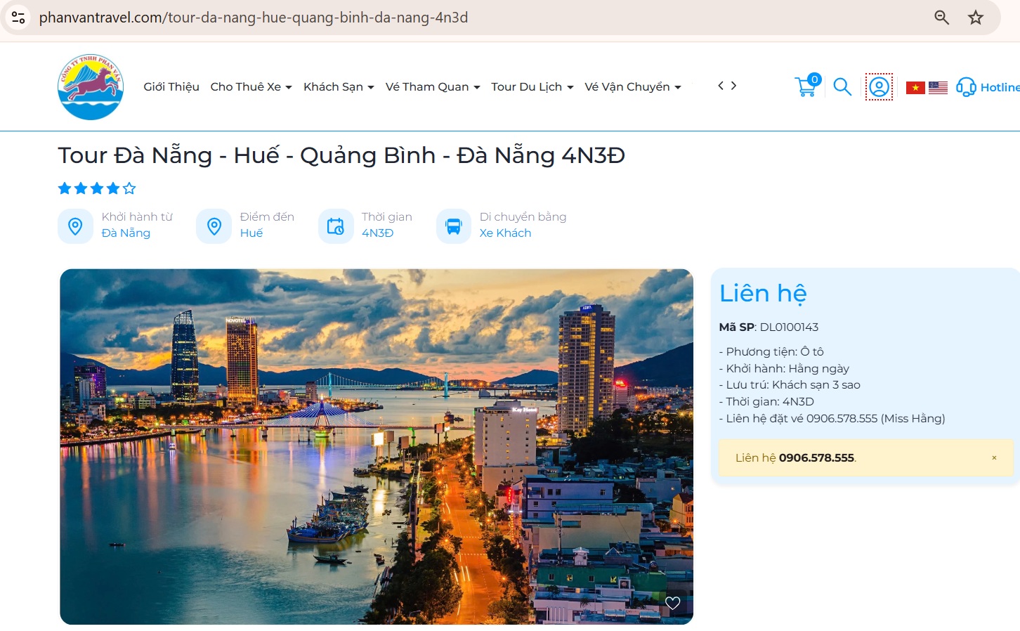 Đặt Tour Đà Nẵng – Huế – Quảng Bình – Đà Nẵng 4N3Đ trên hệ thống website