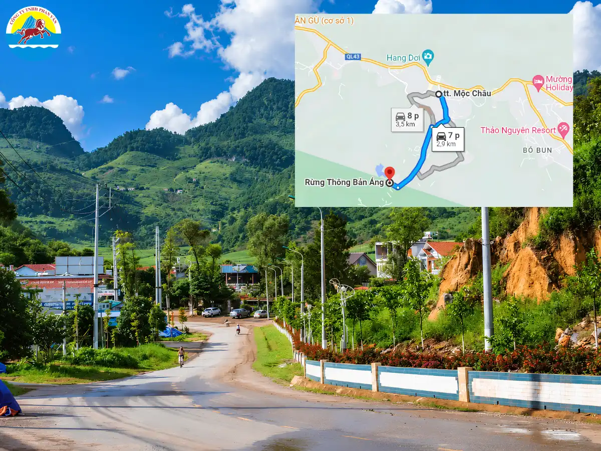 Lối vào Rừng thông Bản Áng tại phường Mộc Sơn, Sơn La