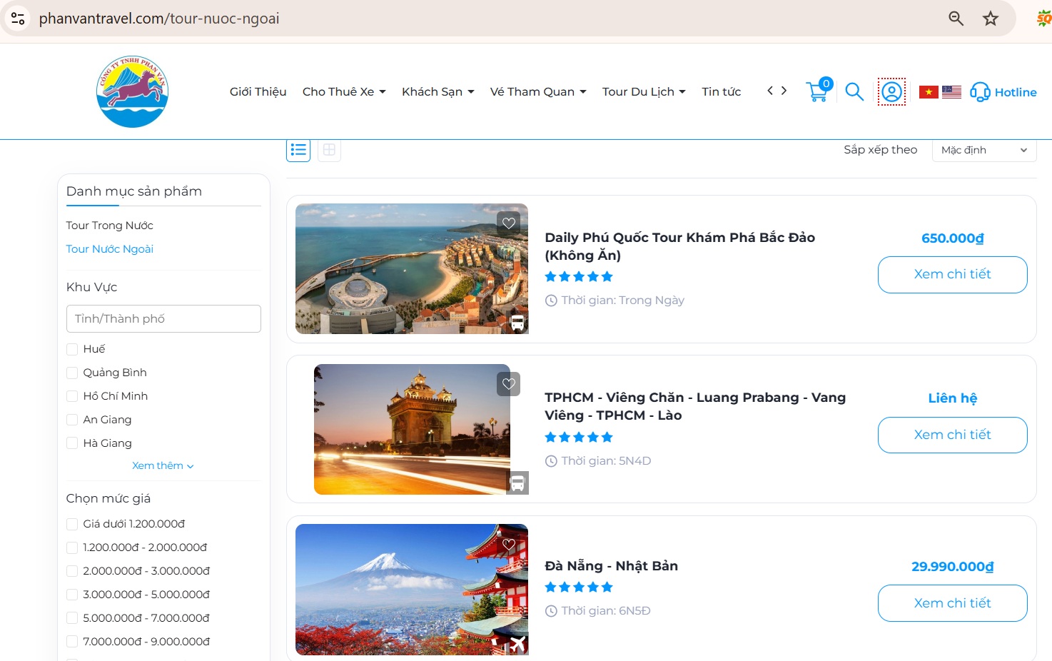 Phan Văn cung cấp nhiều tour du lịch khác nhau với mức giá hấp dẫn