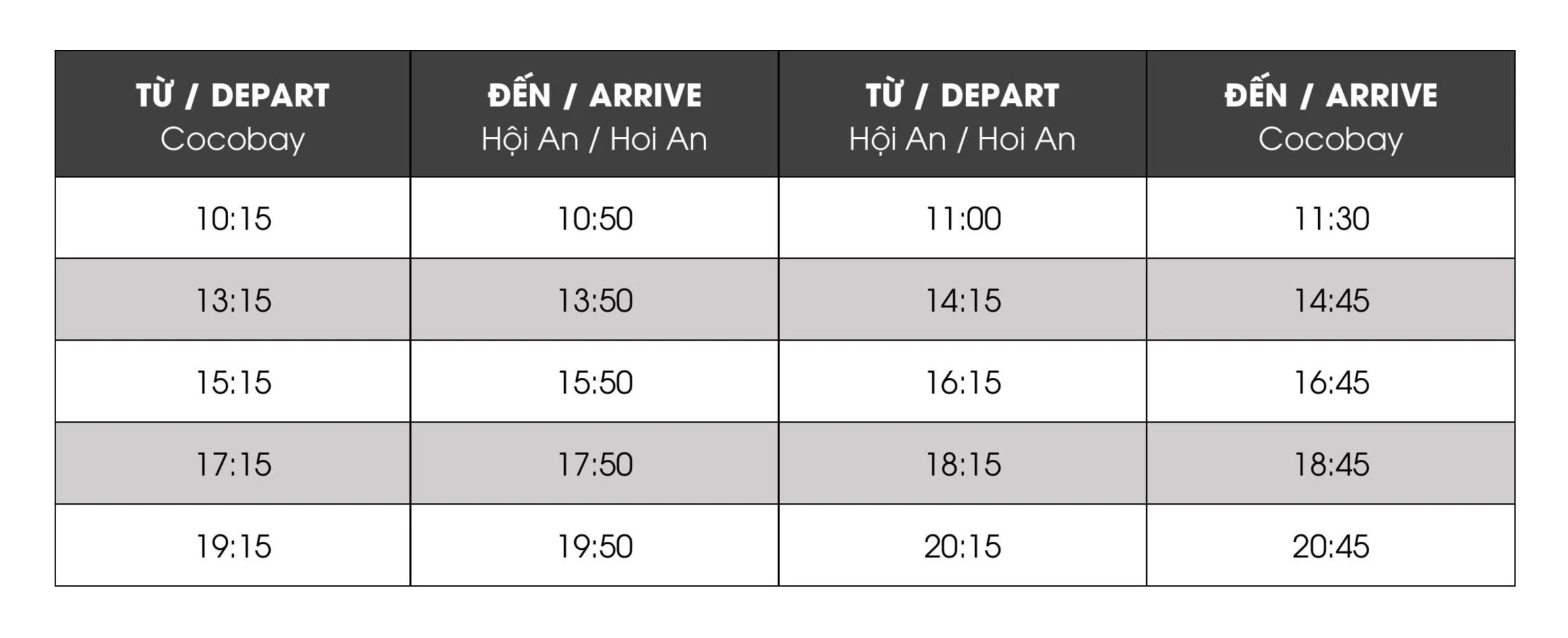 Lịch trình tuyến N3