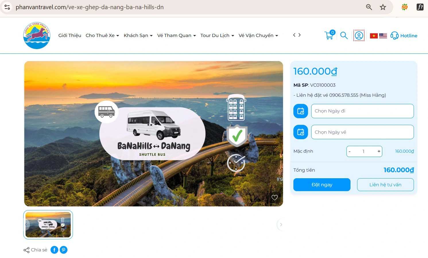 Đặt vé xe ghép Đà Đà Nẵng - Bà Nà Hills - Đà Nẵng tại Phan Văn