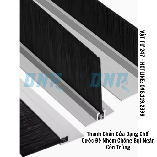 Thanh Chắn Cửa Dạng Chổi Cước 300mm Đế Nhôm Chống Bụi Ngăn Côn Trùng