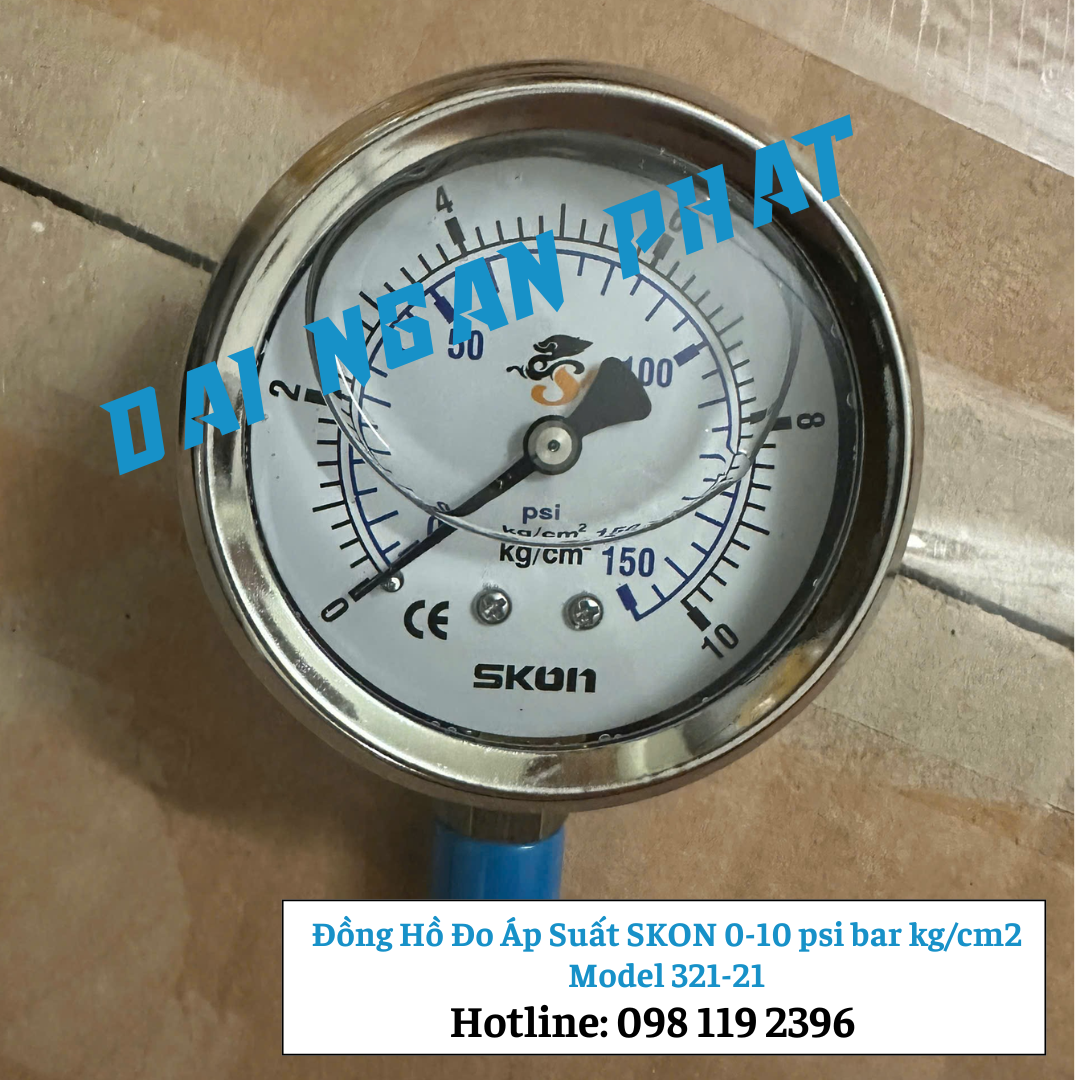 Đồng hồ đo áp suất dầu thủy lực SKON 321-21-222-40E 40 Mpa 400 Bar chân ren 1/4''