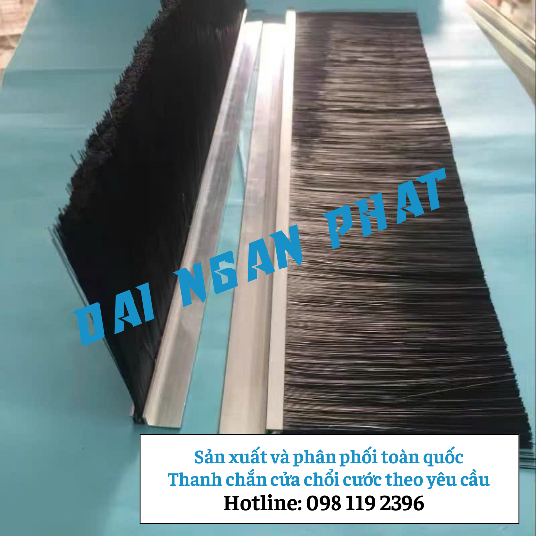 Thanh cước chải, ron chắn chân cửa gạt bụi dài 1m/thanh đế nhôm