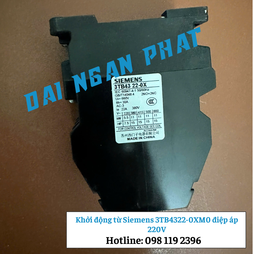 Khởi động từ Siemens 3TB4322-0XM0 điệp áp 220V