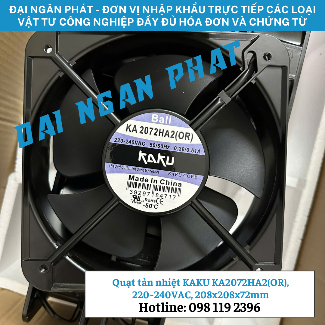 Quạt tản nhiệt KAKU KA2072HA2(OR), 220~240VAC, 208x208x72mm