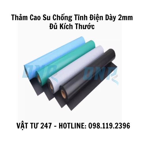 Thảm Cao Su Chống Tĩnh Điện Dày 2mm Đủ Kích Thước