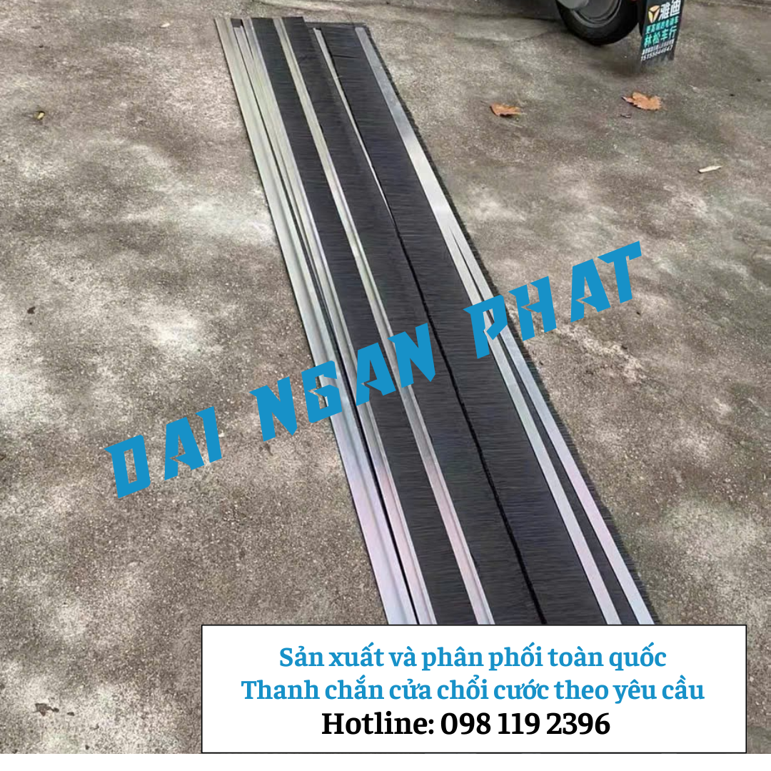 Thanh cước chải, ron chắn chân cửa gạt bụi dài 1m/thanh đế nhôm