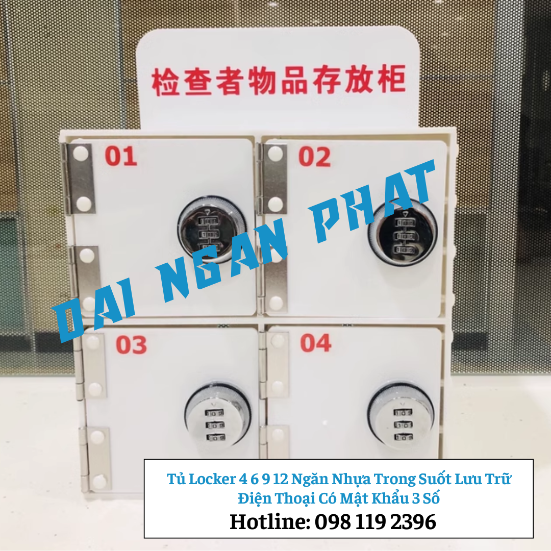 Tủ Locker 4 6 9 12 Ngăn Nhựa Trong Suốt Lưu Trữ Điện Thoại Có Mật Khẩu 3 Số