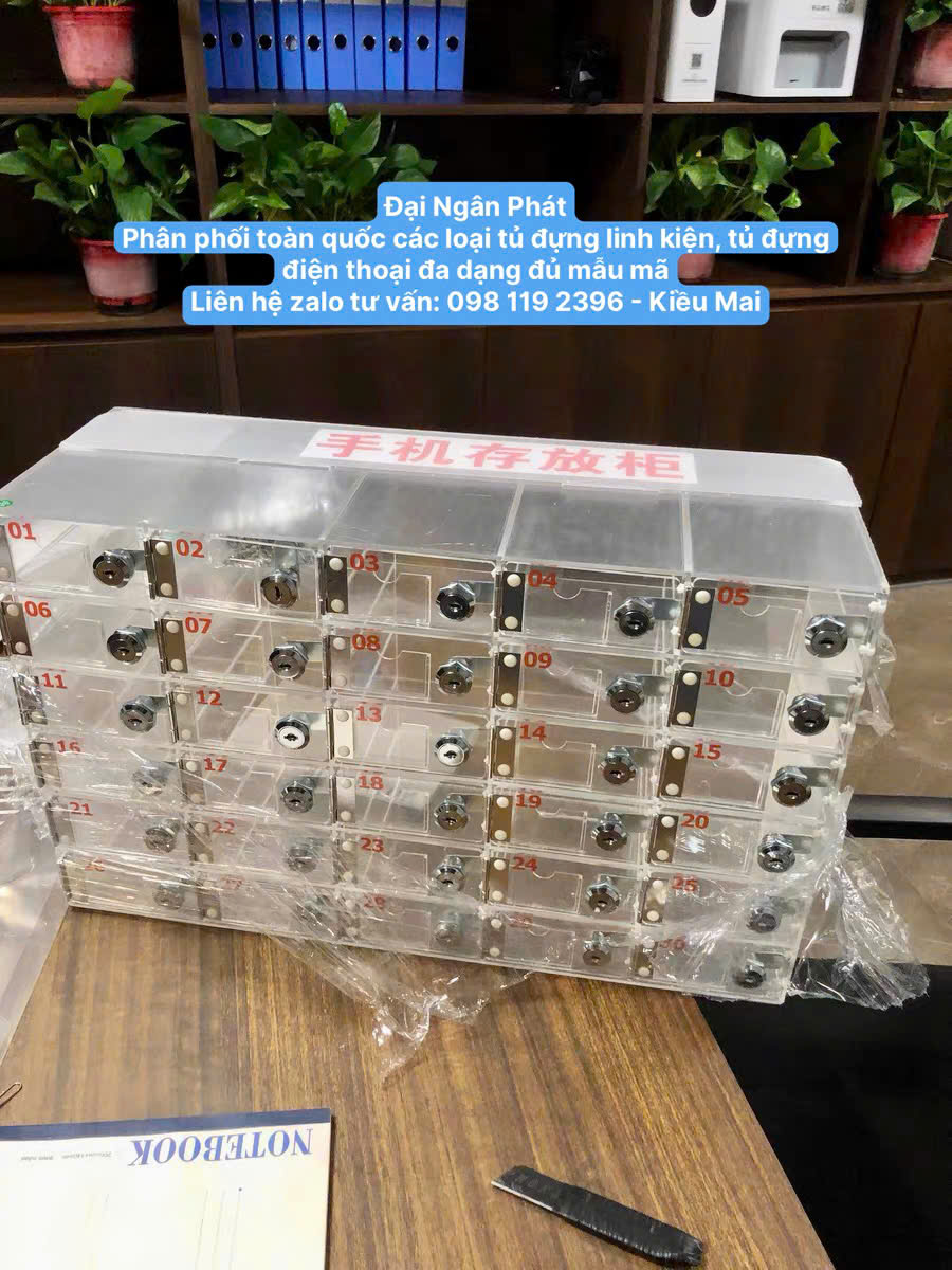 Tủ Locker 30 40 50 Ngăn Nhựa Trong Suốt Lưu Trữ Điện Thoại Có Chìa Khóa Có Khe Đựng Bảng Tên Cho Nhân Viên