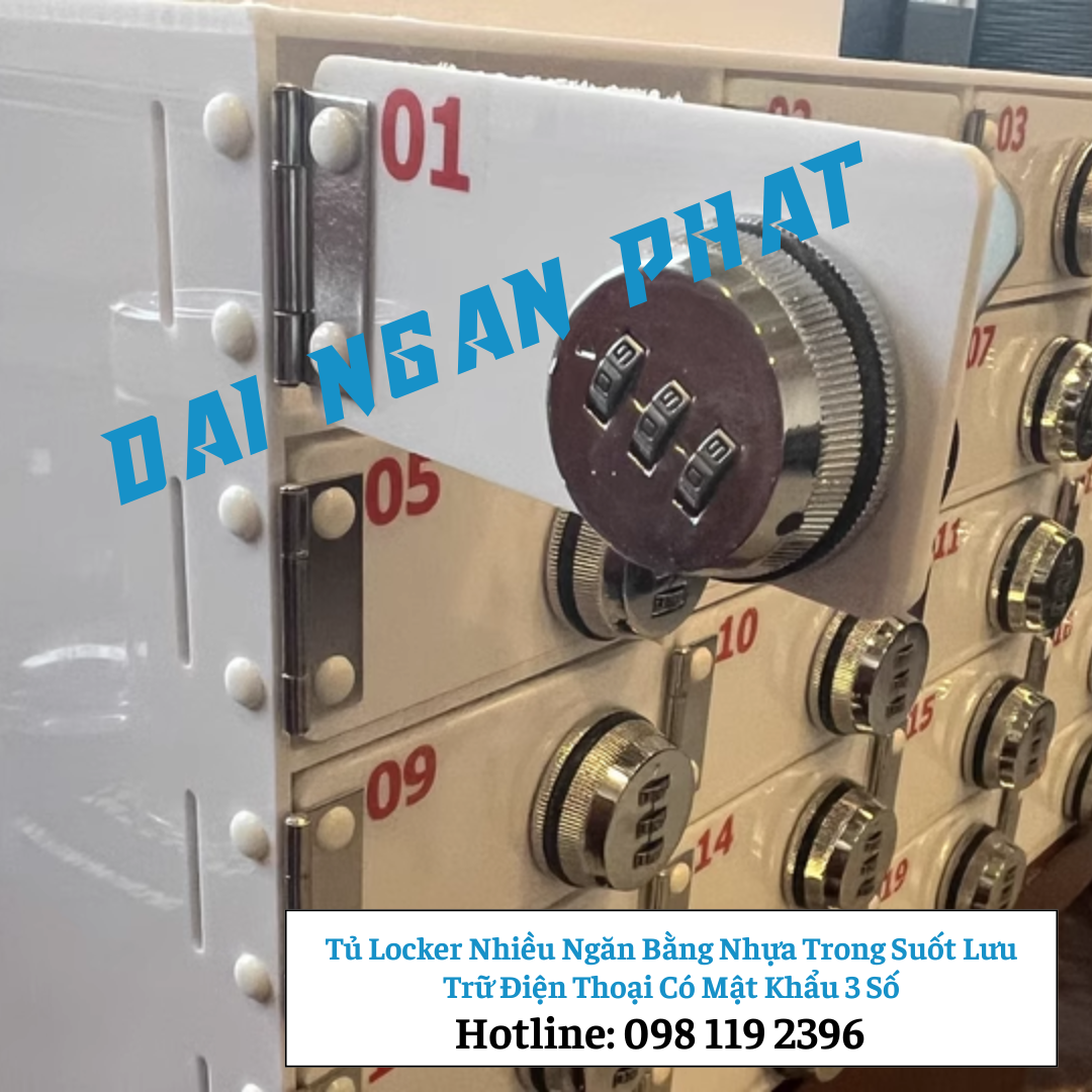 Tủ Locker 30 40 50 Ngăn Nhựa Trong Suốt Lưu Trữ Điện Thoại Có Mật Khẩu 3 Số