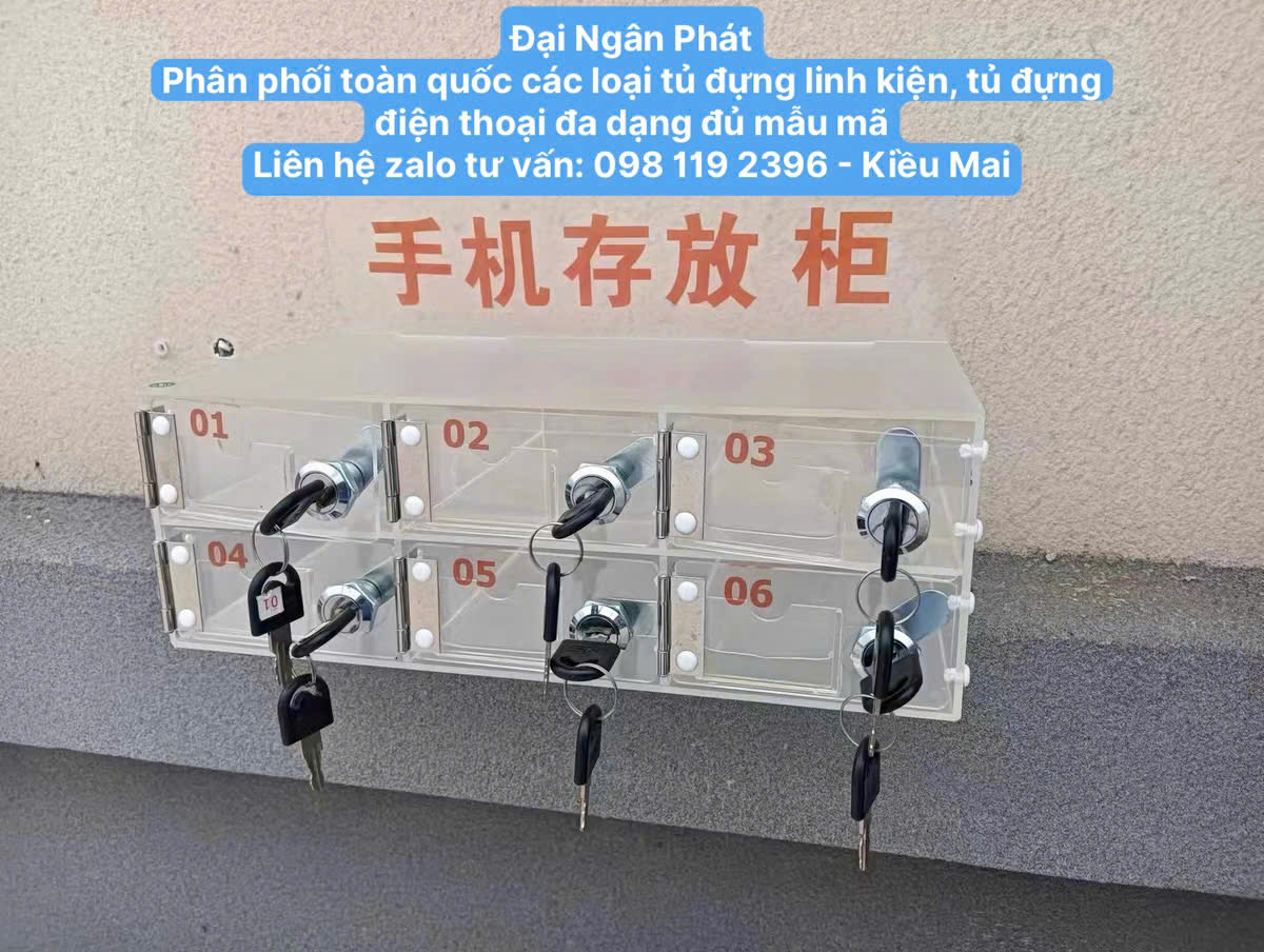 Tủ Locker 4 5 6 9 Ngăn Nhựa Trong Suốt Lưu Trữ Điện Thoại Có Chìa Khóa Có Khe Đựng Bảng Tên Cho Nhân Viên