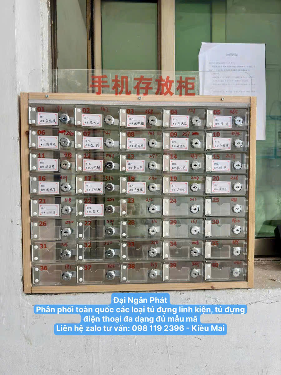 Tủ Locker 30 40 50 Ngăn Nhựa Trong Suốt Lưu Trữ Điện Thoại Có Chìa Khóa Có Khe Đựng Bảng Tên Cho Nhân Viên