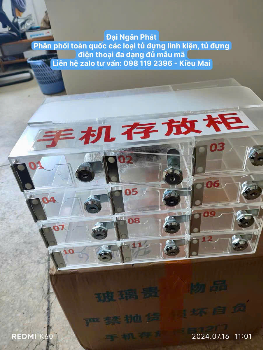 Tủ Locker 12 15 20 25 Ngăn Nhựa Trong Suốt Lưu Trữ Điện Thoại Có Chìa Khóa Có Khe Đựng Bảng Tên Cho Nhân Viên