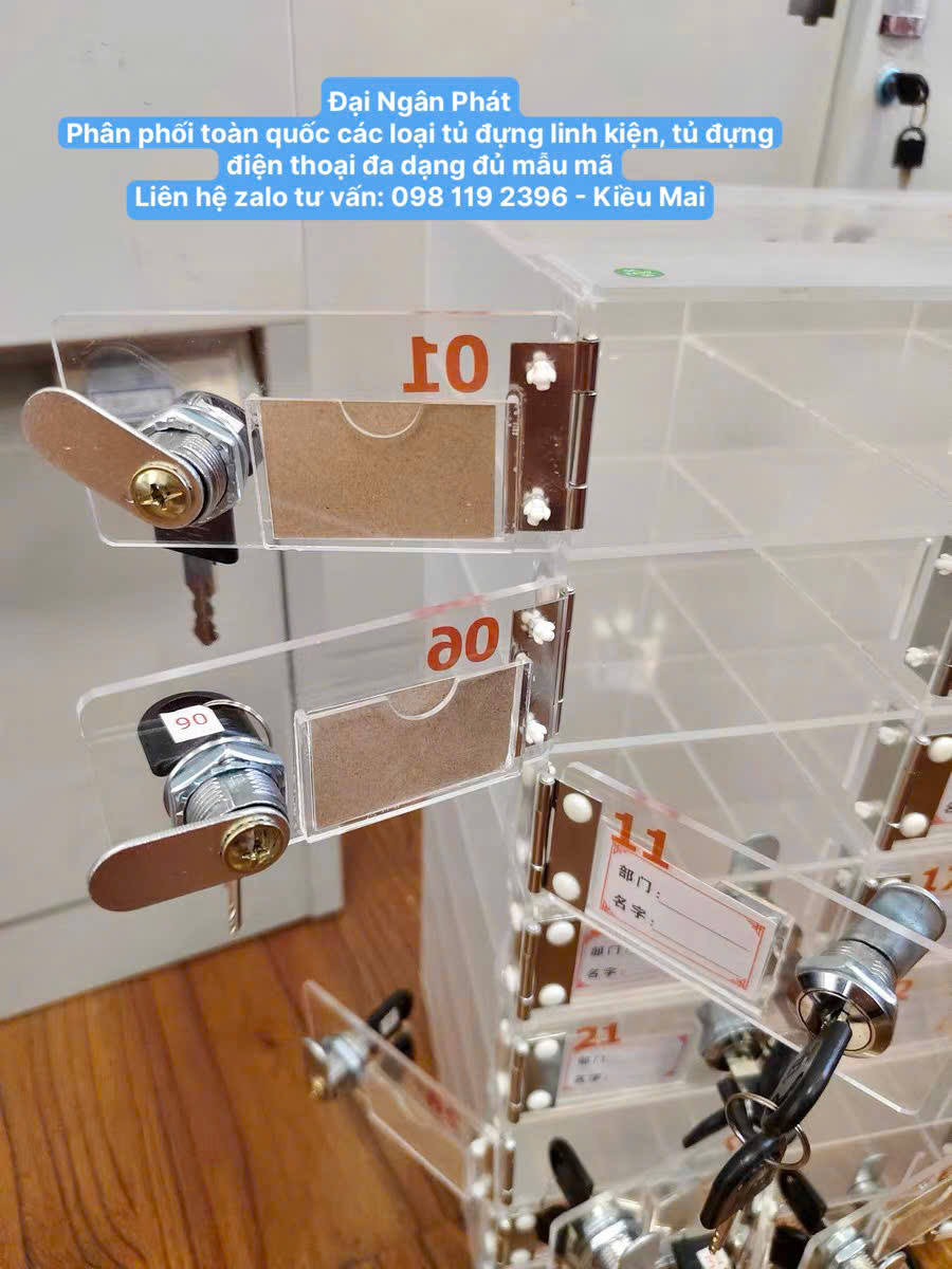 Tủ Locker 100 120 Ngăn Nhựa Trong Suốt Lưu Trữ Điện Thoại Có Chìa Khóa Có Khe Đựng Bảng Tên Cho Nhân Viên